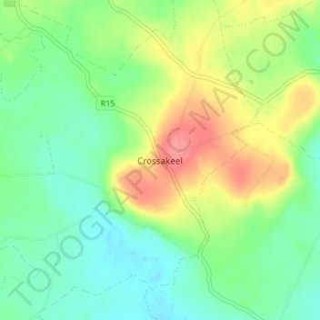 Mapa topográfico Crossakeel, altitude, relevo