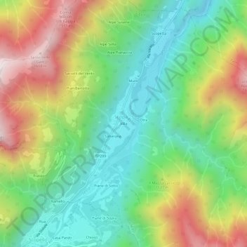 Mapa topográfico Villa, altitude, relevo