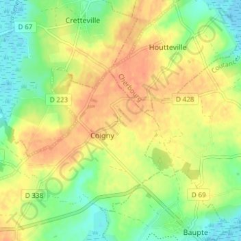 Mapa topográfico Le Haisnay, altitude, relevo