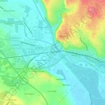 Mapa topográfico Le Faubourg, altitude, relevo
