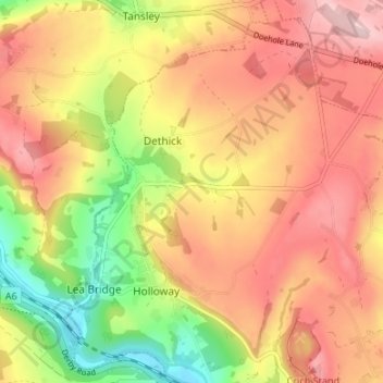 Mapa topográfico Lea, altitude, relevo