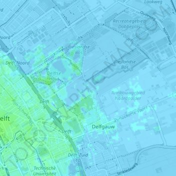 Mapa topográfico Klein Delfgauw, altitude, relevo