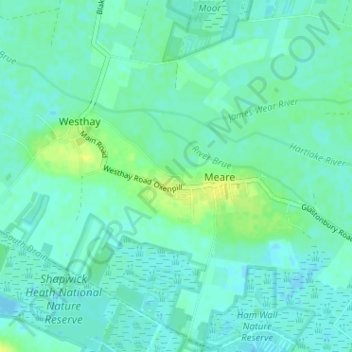Mapa topográfico Oxenpill, altitude, relevo