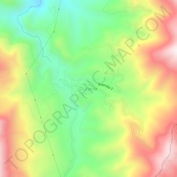 Mapa topográfico Durania, altitude, relevo