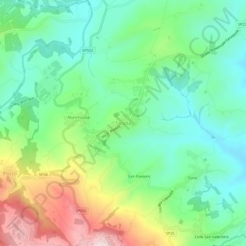 Mapa topográfico Strada, altitude, relevo