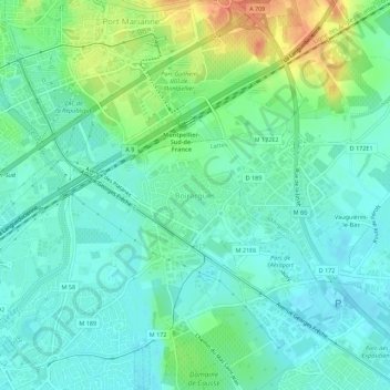 Mapa topográfico Boirargues, altitude, relevo