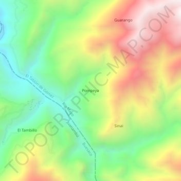 Mapa topográfico Pompeya, altitude, relevo
