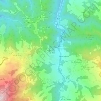 Mapa topográfico Paganella, altitude, relevo