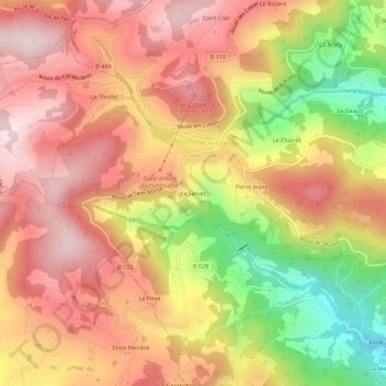 Mapa topográfico Le Servet, altitude, relevo