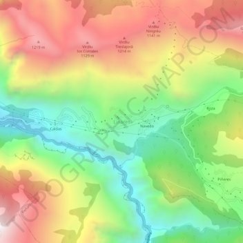Mapa topográfico Linares, altitude, relevo