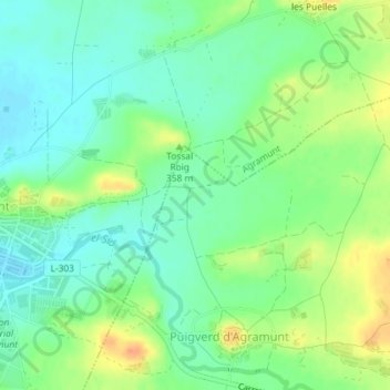 Mapa topográfico Argons, altitude, relevo