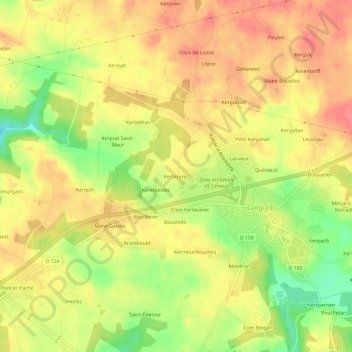 Mapa topográfico Kerlavarec, altitude, relevo