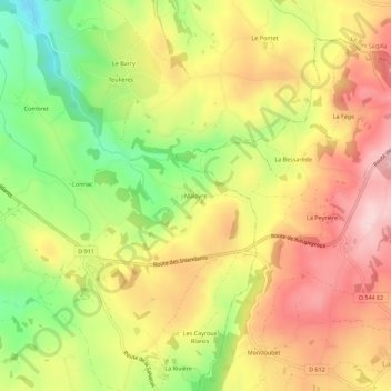 Mapa topográfico Maloyre, altitude, relevo