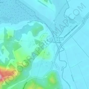 Mapa topográfico Asentamientos, altitude, relevo