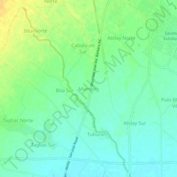Mapa topográfico Mambog, altitude, relevo