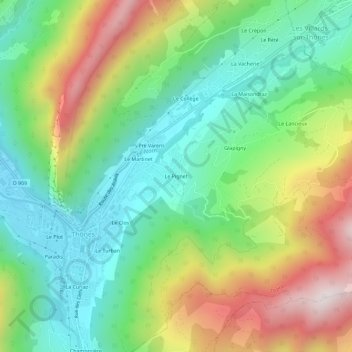 Mapa topográfico Le Pignet, altitude, relevo