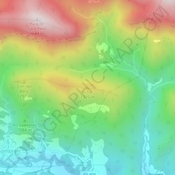 Mapa topográfico el Tor, altitude, relevo