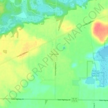 Mapa topográfico Troy Center, altitude, relevo