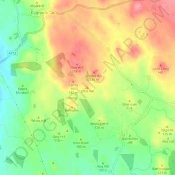 Mapa topográfico Croft Hill, altitude, relevo