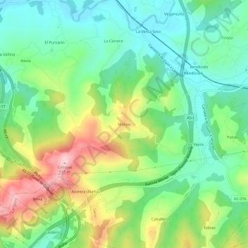 Mapa topográfico Molledo, altitude, relevo