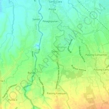 Mapa topográfico Tapia, altitude, relevo