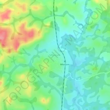 Mapa topográfico Mbitom, altitude, relevo