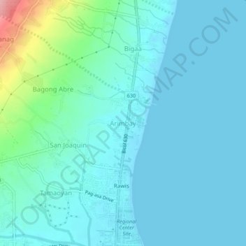 Mapa topográfico Arimbay, altitude, relevo