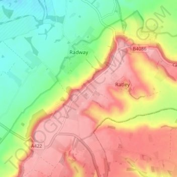 Mapa topográfico Edgehill, altitude, relevo