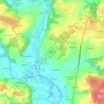 Mapa topográfico Le Roc Brien, altitude, relevo