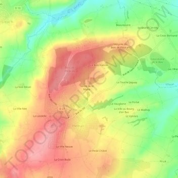 Mapa topográfico La Motte, altitude, relevo