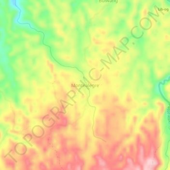Mapa topográfico Montealegre, altitude, relevo