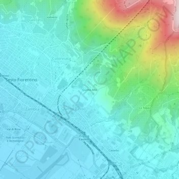Mapa topográfico Quinto Alto, altitude, relevo