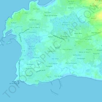 Mapa topográfico Kerligristic, altitude, relevo
