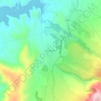 Mapa topográfico Dos Arroyos, altitude, relevo
