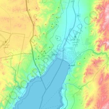 Mapa topográfico Eilat, altitude, relevo
