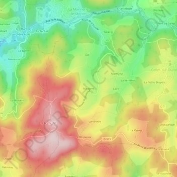 Mapa topográfico Maubert, altitude, relevo