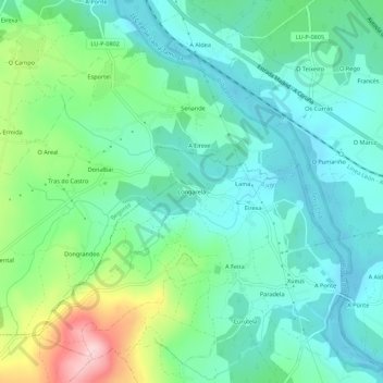 Mapa topográfico Longarela, altitude, relevo
