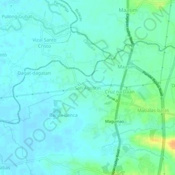 Mapa topográfico San Agustin, altitude, relevo
