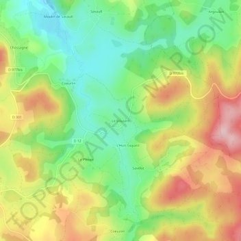 Mapa topográfico Le Boulard, altitude, relevo