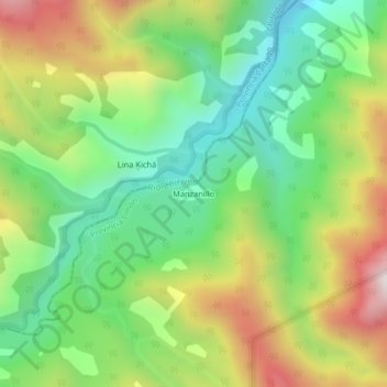 Mapa topográfico Manzanillo, altitude, relevo