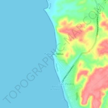 Mapa topográfico Punta Las Peñitas, altitude, relevo