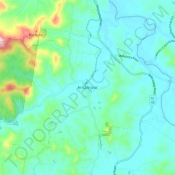 Mapa topográfico Amamoor, altitude, relevo