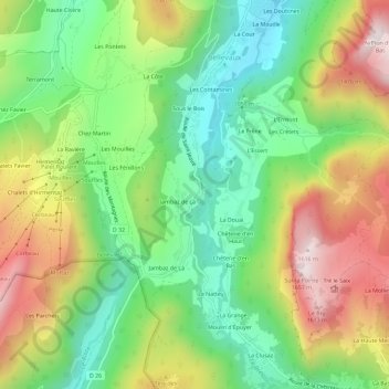 Mapa topográfico Sur le Saix, altitude, relevo