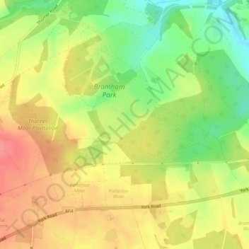 Mapa topográfico Bramham Park, altitude, relevo
