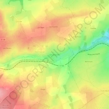 Mapa topográfico Les Jarassons, altitude, relevo