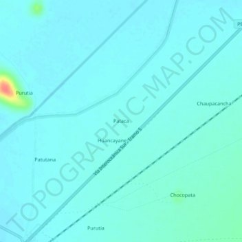 Mapa topográfico Pataca, altitude, relevo