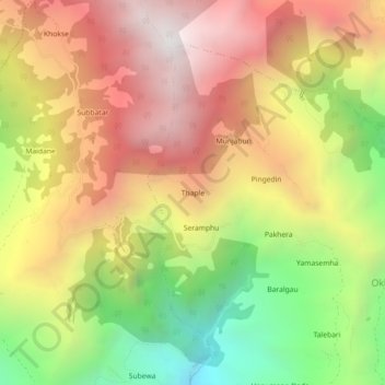 Mapa topográfico Thaple, altitude, relevo