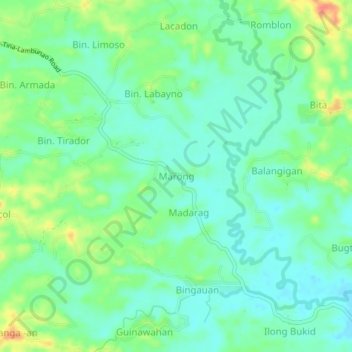 Mapa topográfico Marong, altitude, relevo