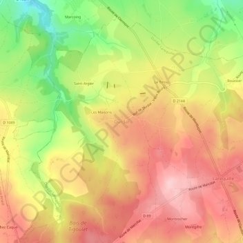 Mapa topográfico Durdat, altitude, relevo