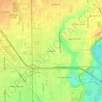 Mapa topográfico Wolfington, altitude, relevo